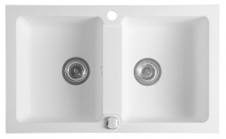 SAPHO - Granitový dvojdřez, 78x47,5cm, bílá (GR2221)