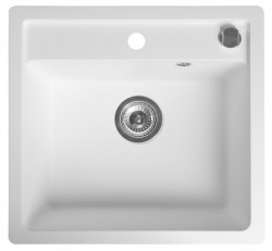 SAPHO - Granitový vestavný dřez mono, 53x50cm, bílá (GR1031)