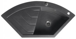 SAPHO - Granitový vestavný dřez rohový s odkapem, 114x57,5cm, černá (GR1934)