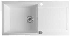 SAPHO - Granitový vestavný dřez s odkapem, 97x50cm, bílá (GR1611)