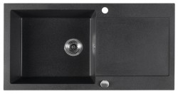 SAPHO - Granitový vestavný dřez s odkapem, 97x50cm, černá (GR1614)