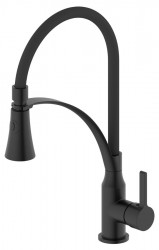 SAPHO - HEBE stojánková dřezová baterie se sprškou, černá mat (HT430B)