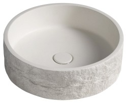 SAPHO - ISPIR betonové umyvadlo včetně výpusti, 40cm, bílý pískovec (AR474)