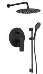 SAPHO - KAI podomítkový sprchový set s pákovou baterií, otočný přepínač, 2 výstupy, černá mat (KA43/15-04)