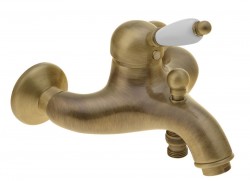 SAPHO - KIRKÉ WHITE nástěnná vanová baterie, bílá páčka, bronz (KI10BB)