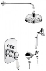 SAPHO - KIRKÉ WHITE podomítkový sprchový set s pákovou baterií, 2 výstupy, bílá páčka, chrom (KI42BC-01)