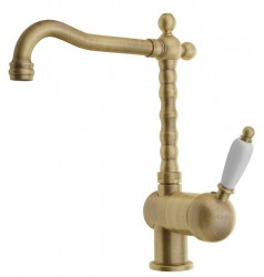 SAPHO - KIRKÉ WHITE stojánková dřezová baterie, bílá páčka, bronz (KI14BB)