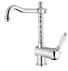SAPHO - KIRKÉ WHITE stojánková dřezová baterie, bílá páčka, chrom (KI14BC)