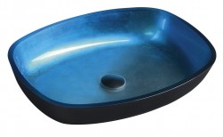 SAPHO - KVAORE skleněné umyvadlo na desku, 54x39,5 cm, modrá (TY224)