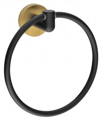 SAPHO - LARISSA držák ručníků kruh, černá/zlato mat (WS006BG)