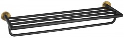 SAPHO - LARISSA polička na ručníky s hrazdou 600, černá/zlato mat (WS029BG)