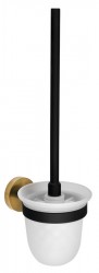 SAPHO - LARISSA WC štětka závěsná, mléčné sklo, černá/zlato mat (WS008BG)