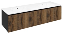 SAPHO - LOREA skříňka 160x46x51,5cm (80+80cm), dub collingwood/černá mat (LE080-1935-03)