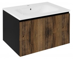 SAPHO - LOREA umyvadlová skříňka 70x44x51,2cm, 1x zásuvka, dub collingwood/černá mat (LE070-1935)