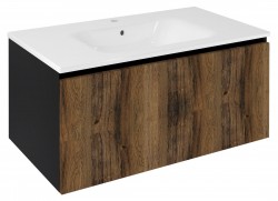SAPHO - LOREA umyvadlová skříňka 90x44x51,2cm, 1x zásuvka, dub collingwood/černá mat (LE090-1935)