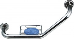 SAPHO - Madlo zahnuté s drátěnou mýdlenkou, 400x250x120, nerez lesk (XH520)