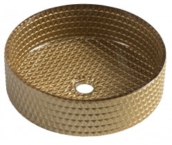 SAPHO - MARAGUA skleněné gravírované umyvadlo na desku Ø 39,5cm, zlatá (TY214Z)