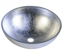 SAPHO - MURANO ARGENTO skleněné umyvadlo na desku, průměr 40cm, stříbrná (AL5318-52)