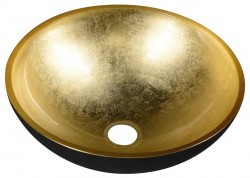 SAPHO - MURANO BLACK-GOLD skleněné umyvadlo kulaté 40x14 cm, černá/zlatá (AL5318-77)