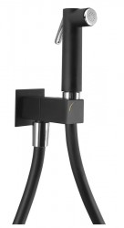 SAPHO - Nástěnný ventil s ruční bidetovou sprškou a bezpečnostní pojistkou,hranatý,černá mat (SG108NE)