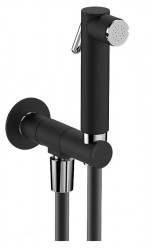 SAPHO - Nástěnný ventil s ruční bidetovou sprškou a bezpečnostní pojistkou,kulatý,černá mat (SG107NE)