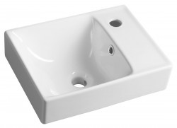 SAPHO - NUALI keramické umývátko 40x30cm, baterie vpravo, bílá (TU0128)
