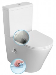 SAPHO - PACO CLEANWASH WC kombi, integrovaná baterie a bidet. sprška, spodní/zadní odpad, bílá (PC1012RX)