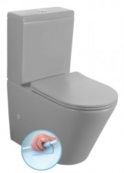 SAPHO - PACO WC kombi, Rimless, spodní/zadní odpad, šedá mat (PC1012WRGR)
