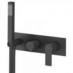 SAPHO - PAX podomítková sprchová/vanová baterie s ruční sprchou, 2 výstupy, černá mat (XA52/15)