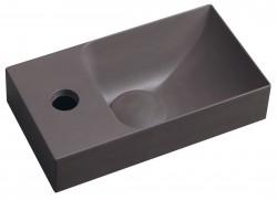 SAPHO - PICCOLINO betonové umývátko 30,8x17cm, baterie vlevo, tmavě hnědá mat (PK30015)