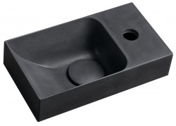 SAPHO - PICCOLINO betonové umývátko 30,8x17cm, baterie vpravo, antracit mat (PK30516)