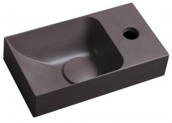 SAPHO - PICCOLINO betonové umývátko 30,8x17cm, baterie vpravo, tmavě hnědá mat (PK30515)