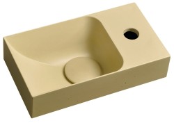 SAPHO - PICCOLINO betonové umývátko 30,8x17cm, baterie vpravo, žlutá mat (PK30522)