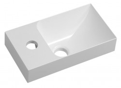 SAPHO - PICCOLINO umývátko 30,8x17cm, litý mramor, baterie vlevo, bílá (PK300)