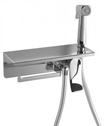 SAPHO - Podomítková bidetová baterie se Stop sprškou a držákem toaletního papíru, chrom (TJ040)