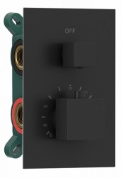 SAPHO - Podomítková sprchová termostatická baterie, box, 2 výstupy, černá mat (1102-32B)