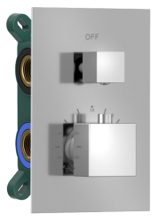 SAPHO - Podomítková sprchová termostatická baterie, box, 2 výstupy, chrom (1102-32)