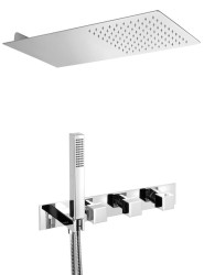SAPHO - Podomítkový sprchový set s termostatickou baterií a držákem ruční sprchy, 2 výstupy, hranatá, chrom (MB453-01)
