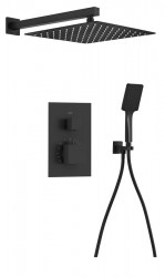 SAPHO - Podomítkový sprchový set s termostatickou baterií, box, 2 výstupy, černá mat (1102-32B-21)