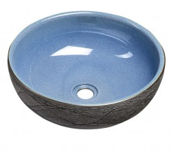 SAPHO - PRIORI keramické umyvadlo na desku, Ø 41 cm, modrá/šedá (PI020)