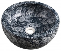 SAPHO - PRIORI keramické umyvadlo na desku, Ø 41 cm, modré květy (PI038)