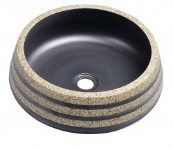 SAPHO - PRIORI keramické umyvadlo na desku, Ø 41cm, černá/kámen (PI021)