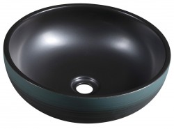 SAPHO - PRIORI keramické umyvadlo na desku, Ø 41cm, černá/zelená (PI039)