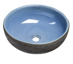 SAPHO - PRIORI keramické umyvadlo na desku, Ø 41cm, modrá/šedá (PI020)