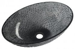 SAPHO - PURUS skleněné gravírované umyvadlo na desku, 50x36 cm, černá (TY305SG)