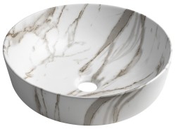 SAPHO - RONDEA keramické umyvadlo na desku Ø 41cm, bianco carrara (AR445BC)