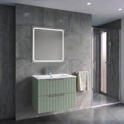 SAPHO - SET koupelnová skříňka CIRASA 70cm s umyvadlem a LED zrcadlem, 2x zásuvka, verde (KSET-101)
