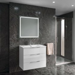 SAPHO - SET koupelnová skříňka CIRASA 70cm s umyvadlem a LED zrcadlem, 3x zásuvka, bílá lesk (KSET-102)