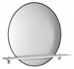 SAPHO - SHARON kulaté LED podsvícené zrcadlo s policí ø 80cm, černá mat ((E28904CI-01) (31255CI-01)