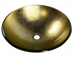 SAPHO - SHAY skleněné umyvadlo na desku Ø 42 cm, zlatá (2501-22)